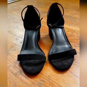 Justfab Elegant Black Women's Strap Heels Velvet Size 9